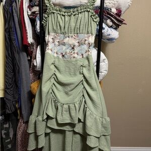 SHEIN Textured Green Dress